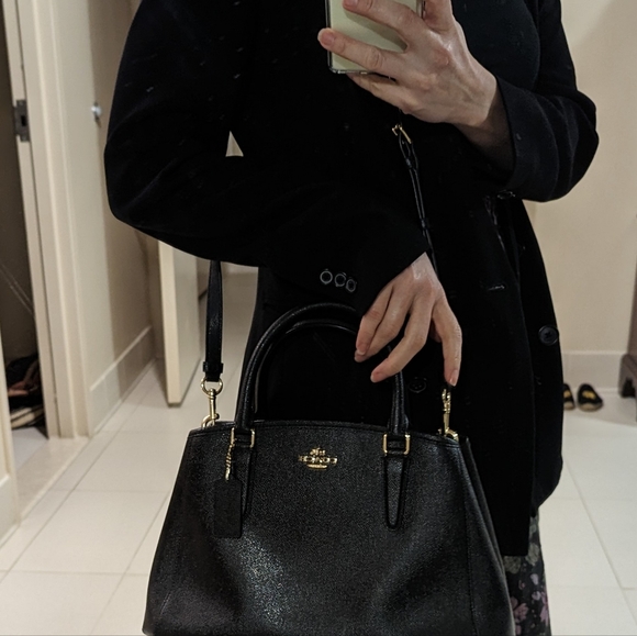 COACH MARGOT CARRYALL IN CROSSGRAIN LEATHER BLACK - Picture 7 of 7